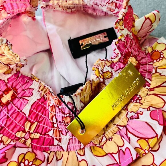 Alexia Admor Wildflowers Halter Dress Size 14 100% Cotton 70s BOHO Ruffle Hem - Picture 9 of 14